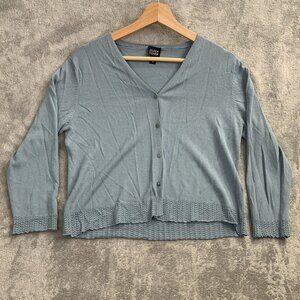 Eileen Fisher Cardigan Sweater Women Small Blue Casual Long Sleeve Button Front